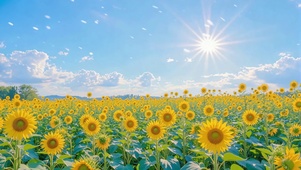 飘絮晴天向日葵花海