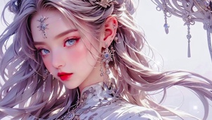 银灰发色俏丽美人