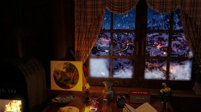 夜晚暴风雪小屋