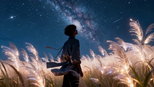 小清新少年与银河的哲思邂逅