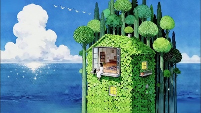 海上森楼观海的少女