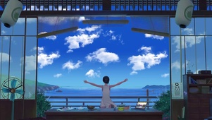 4K动漫少女面朝大海美景