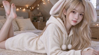 兔耳睡衣清纯女孩
