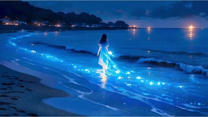 4K 夜晚玻璃海