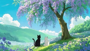 树下看风景的猫咪