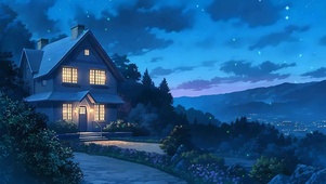 夜景星空树木