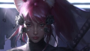 赛博朋克武士少女