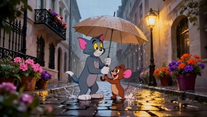 雨天街道上小伙伴