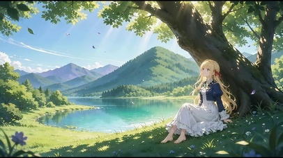 绿荫下的清纯少女