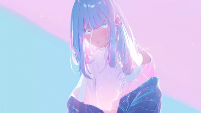 渐变色二次元少女