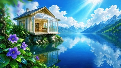 清透唯美湖光小屋