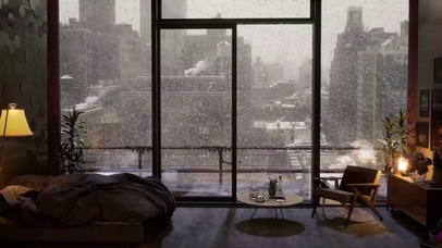 卧室窗外大雪