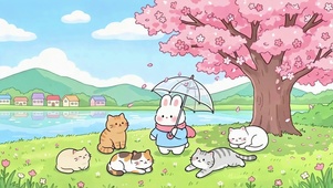 春日湖边的樱花萌宠聚会