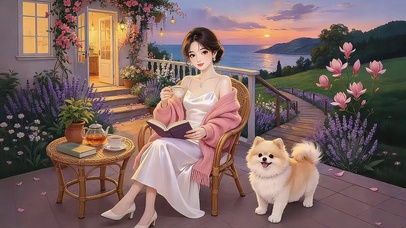 海边庭院闲读