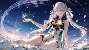 花海星空银发少女今汐