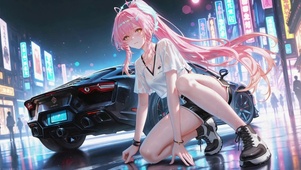 霓虹都市粉发超跑美少女