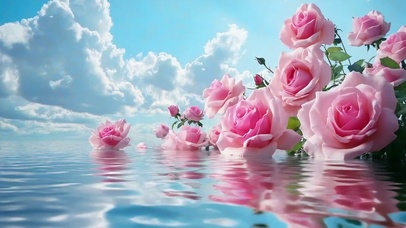 唯美的水上玫瑰花