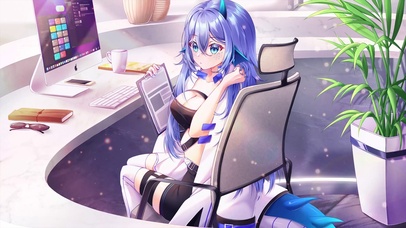 认真工作的女孩