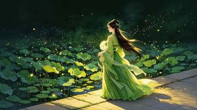 古风荷花美女壁纸