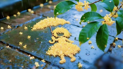 雨中的桂花女孩