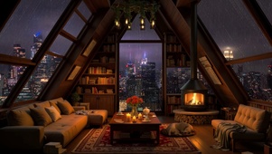 夜晚城市玻璃雨