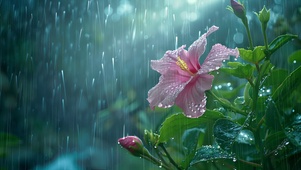 细雨中的小花