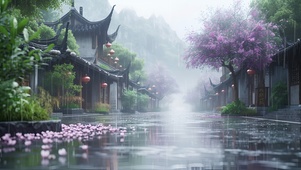 古镇细雨