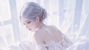 唯美白发婚纱少女