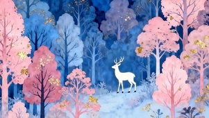 森林之鹿带鱼屏