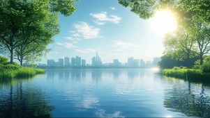 清新城市绿心公园风景