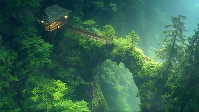 绿色护眼山谷小屋