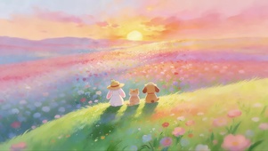 小伙伴一起看晚霞