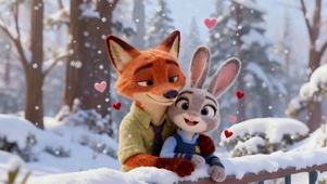 雪景中的朱迪和尼克