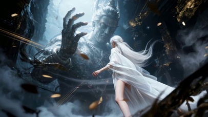 银发仙姬与古神巨像的时空对峙