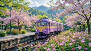 春日站台樱花列车