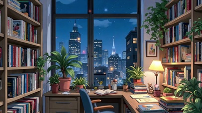 书房夜景