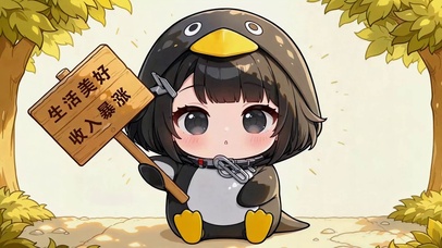 可爱Q版企鹅少女励志祝福