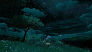 星空树木草地