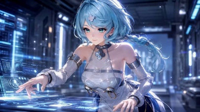 蓝发机甲少女