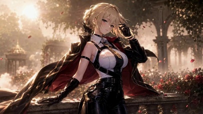 玫瑰庭院二次元美少女