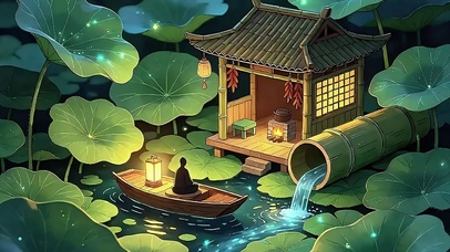 荷塘流水禅意