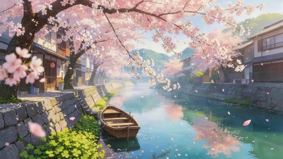 樱花河流