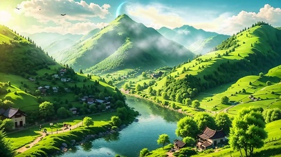 唯美绿色护眼田园山川