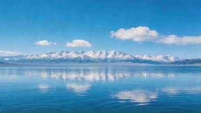 蓝色海洋雪山