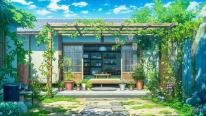治愈插画小屋庭院