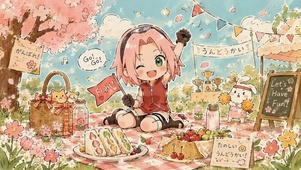 樱花树下元气小女孩