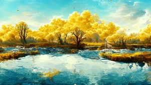 金秋湖水