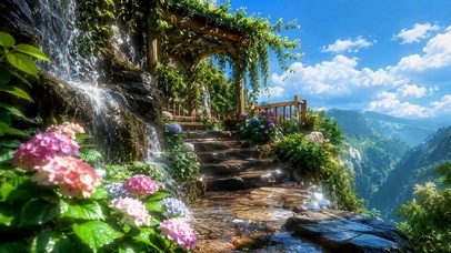 山间瀑布花园