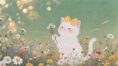 小清新鲜花猫咪