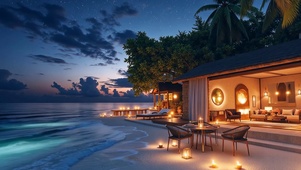 夜晚流光大海